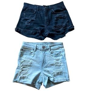 Lot 2 AMERICAN EAGLE HI-Rise Festival & Shortie Stretch Jean Shorts